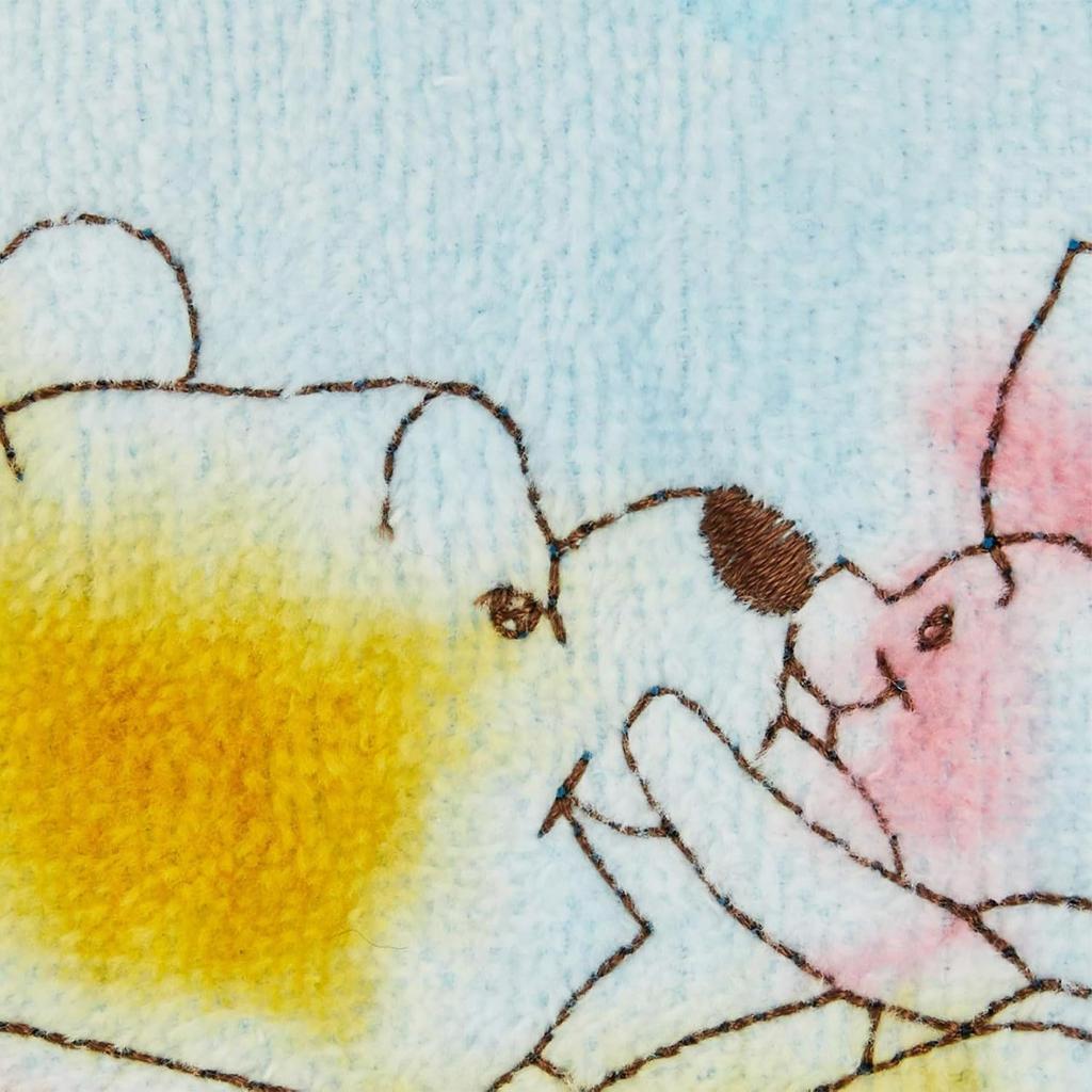 Marushin Disney Winnie the Pooh Face 2005100200 Towel, Cotton, Embroidered, Water/Pooh,