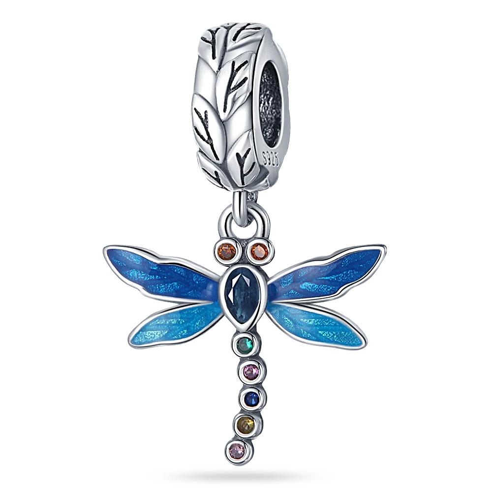 Copper Metal Blue Series Dragonfly Butterfly Bird Pansy Flower Pendant Bead Component Charm Bead Component Compatible With 4MM hole diameter Bracelet