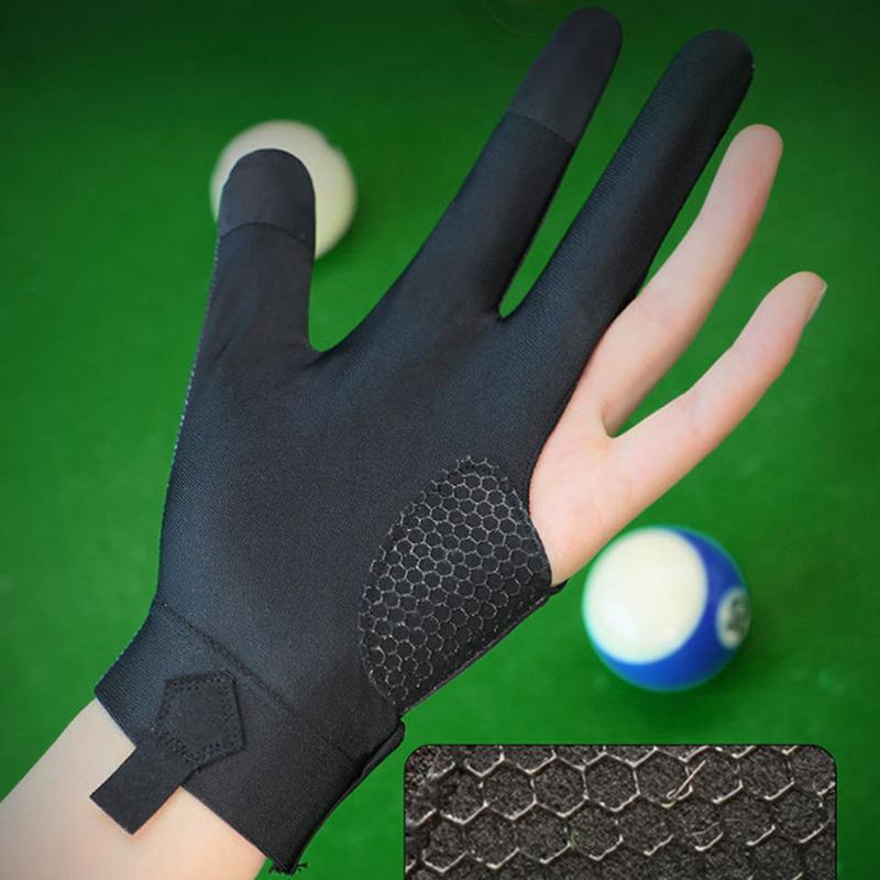 1Pc Left Hand Billiards Glove Three Finger Snooker Billiard Glove Non Slip Stickers Elasticity Billiard Training Gloves