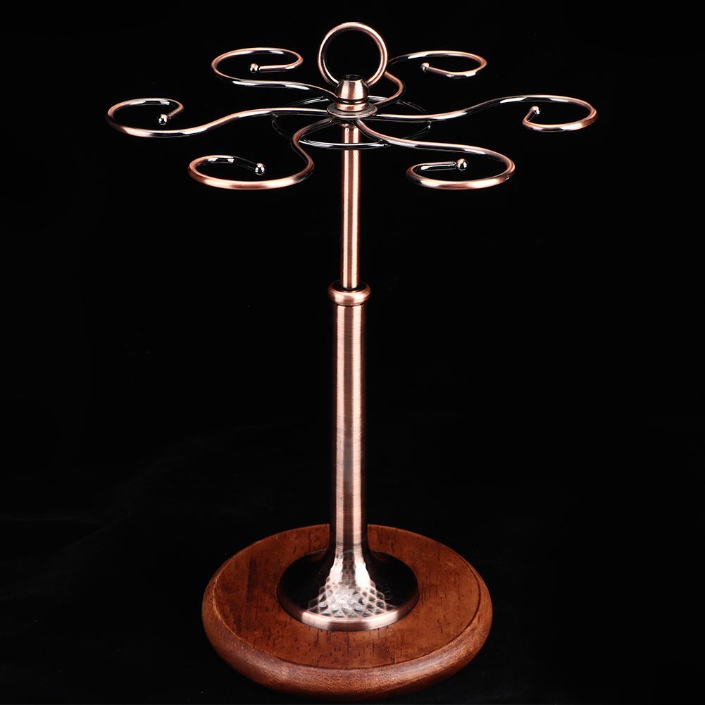 Desktop Iron 6 Bottles Wine Cup Rack Glass Holder Display Shelf Organizer DecorationBronze