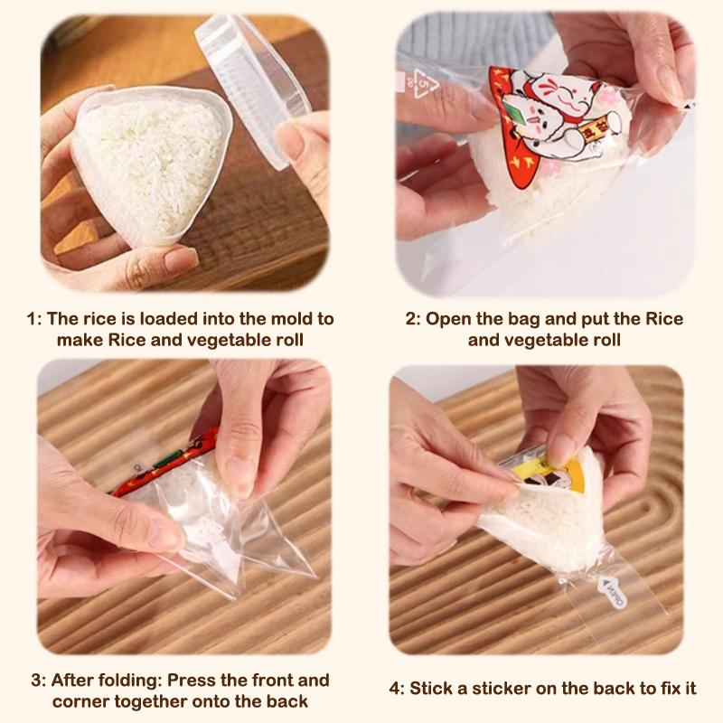 50/100Pcs Lovely Cartoon Triangle Rice Ball Packing Bag Seaweed Onigiri Sushi Bento Making Mold Bento Accessories Sushi Bags