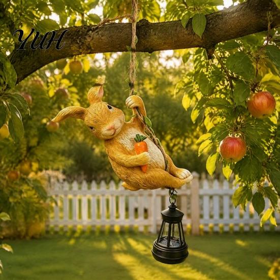 Decorative Porch Lighting Climbing Animal Solar Light, Resin Statue with Lantern, Novelty Yard Art for Trees Hanging Garden Light Outdoor Tree