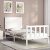 VidaXL Bed Frame with Headboard White 90x200 Cm Solid Wood 3193387
