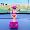 Solar Powered Car Toy Dashboard Decoration, Cute Beach Girl Swing ABS Plastic Decoration Ornament, Couple Style Dancing Figure for Vehicle Interior
