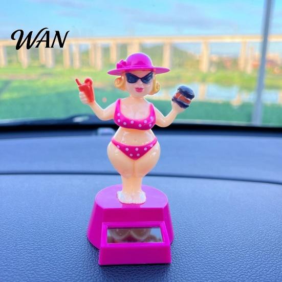 Solar Powered Car Toy Dashboard Decoration, Cute Beach Girl Swing ABS Plastic Decoration Ornament, Couple Style Dancing Figure for Vehicle Interior