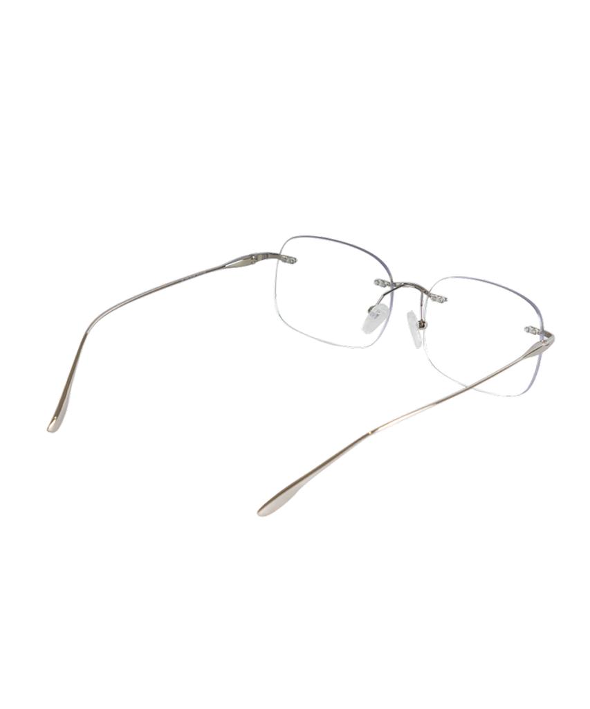 Hangeul [Blue Light Blocking] Oversized Silver Titanium Square Rimless