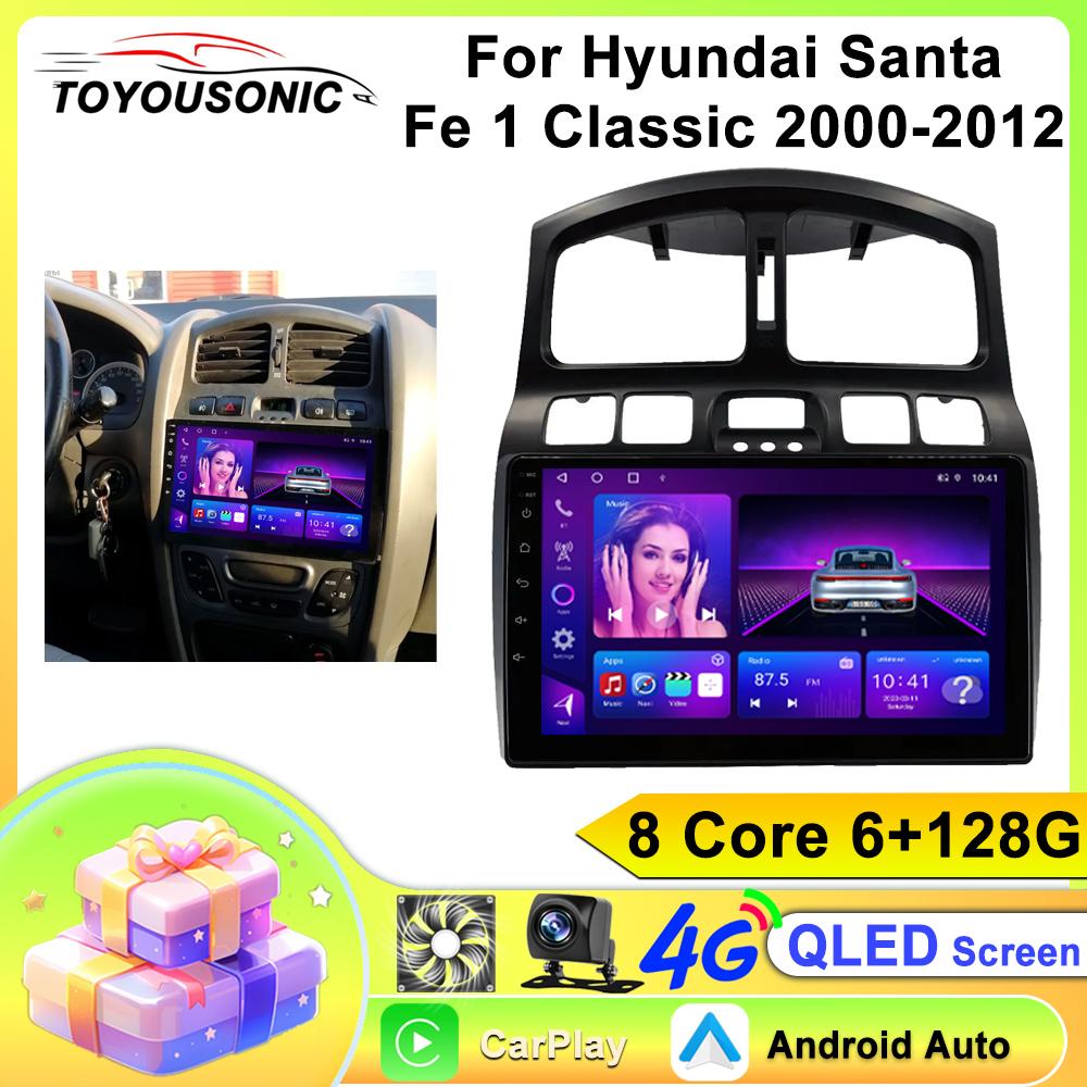 

Android автомобильное радио для Hyundai Santa Fe 1 Classic 2000-2012 2 din мультимедийный проигрыватель 4G WIFI GPS Carplay головное устройство авто стерео 8 core 6GB+128GB