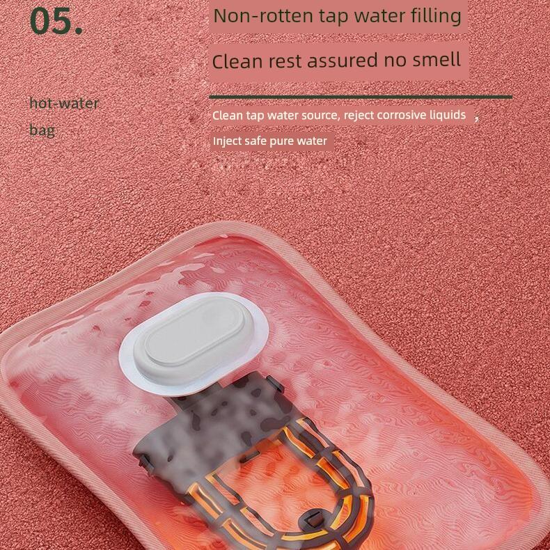 Mercerized Rechargeable Hot Water Bag Automatic Power off Explosion-Proof Hand Warming Product Waist and Belly Cervical Spine Warm Bed Warm Quilt