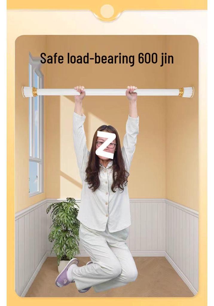 Telescopic No-Drill Curtain Rod & Bracket, Clothes Drying Shower Support Rod, Door Roman Rod