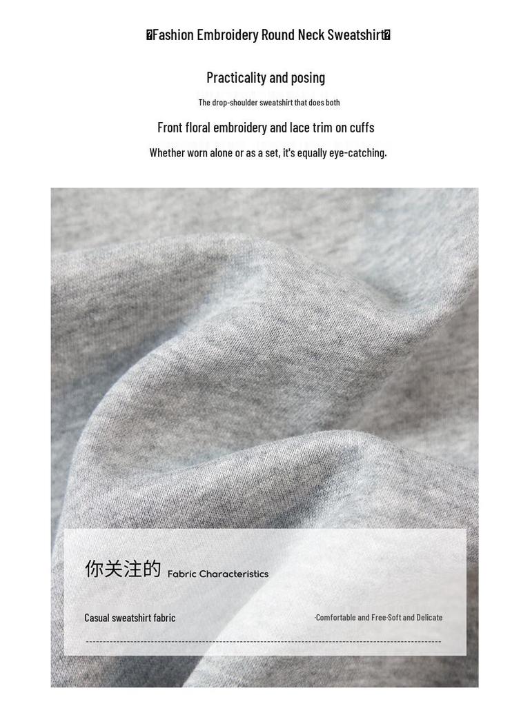 Tachi Women's Elegant Floral Print Loose Drop Shoulder Sweatshirt