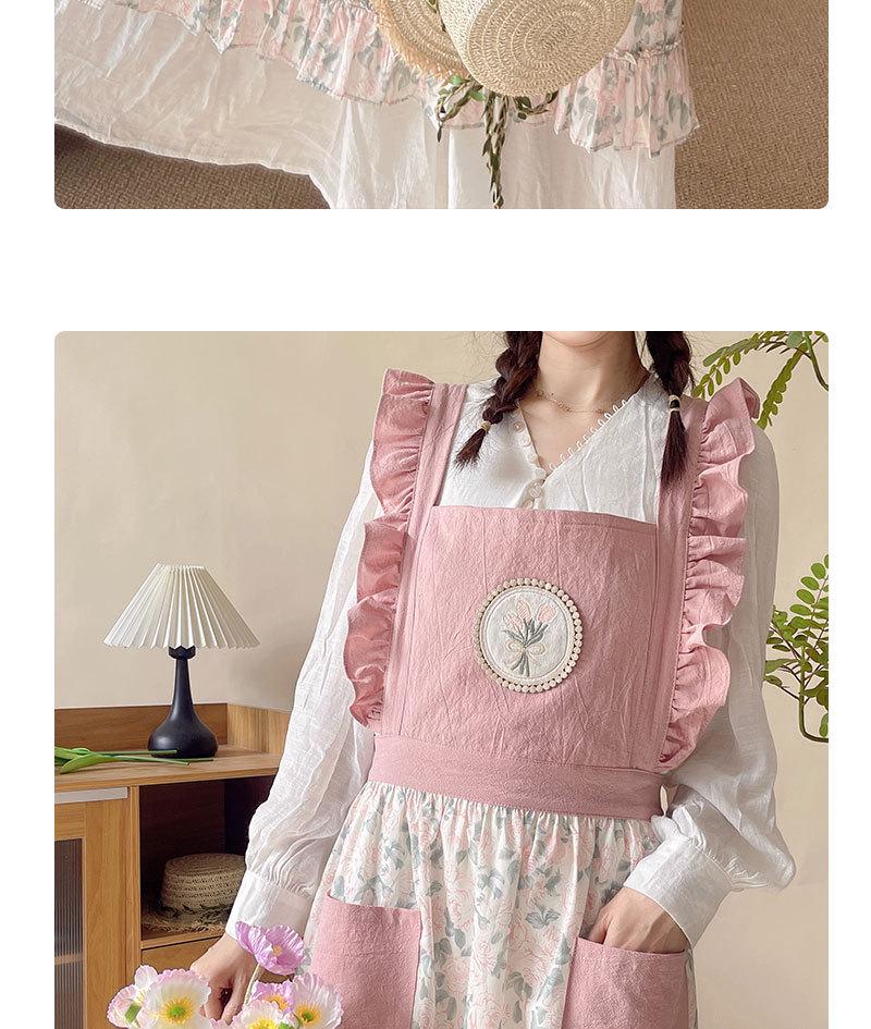 Pure Cotton Sweet Princess Style Apron with Pockets - Stain-Proof Waist Apron for Home Use