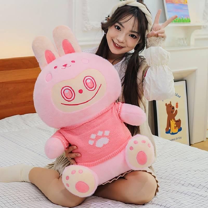 Adorable New Plush Rabbit Doll With Soft Pp Cotton Filling For Cozy Cuddles In Yellow Pink And Brown