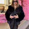 VAYLA Thick Warm Faux Fur Coat for Women With Belt Turn Down Collar Fur Parkas  New Winter Short Loose Fluffy Outerwear