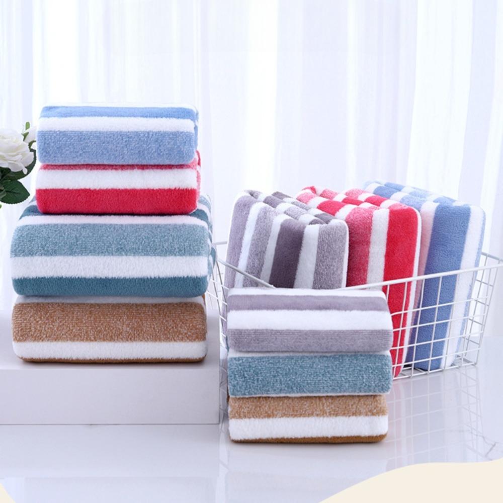 1 Pc Stripe Thickened Absorbent Soft Bath Towel for Home