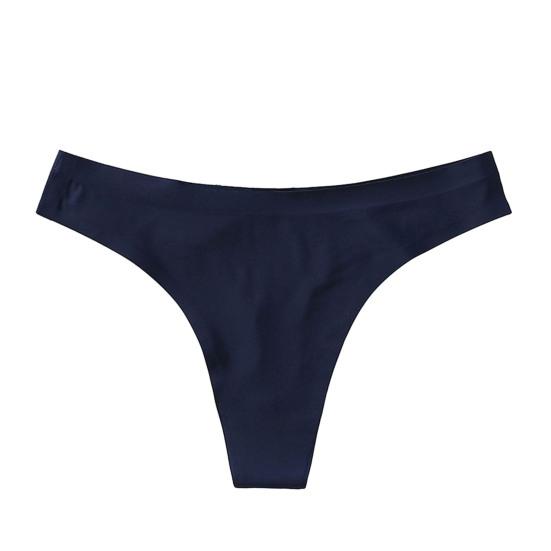 String Sexy en soie glacée sans couture pour femmes, taille basse, slip lisse, respirant, entrejambe en coton, culotte confortable