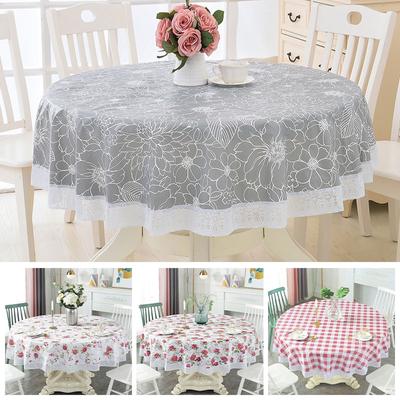 1PC Picnic Blanket Lace Table Nappe Party Decor Table Cover Oil-proof Tablecloth Round PVC Printing Mantel Mesa Waterproof