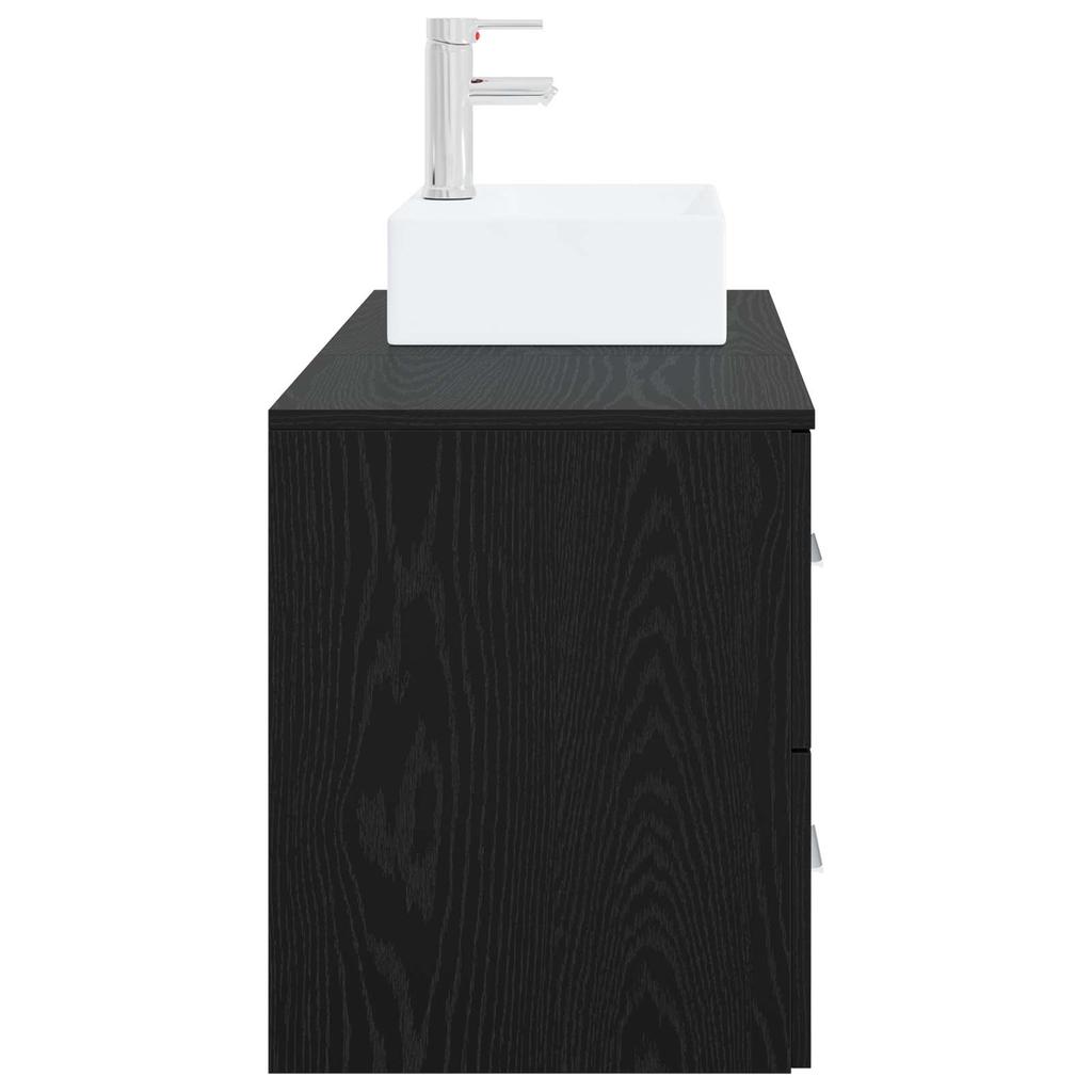 Bathroom Furniture Set 2 Pcs Black Oak Engineered Wood