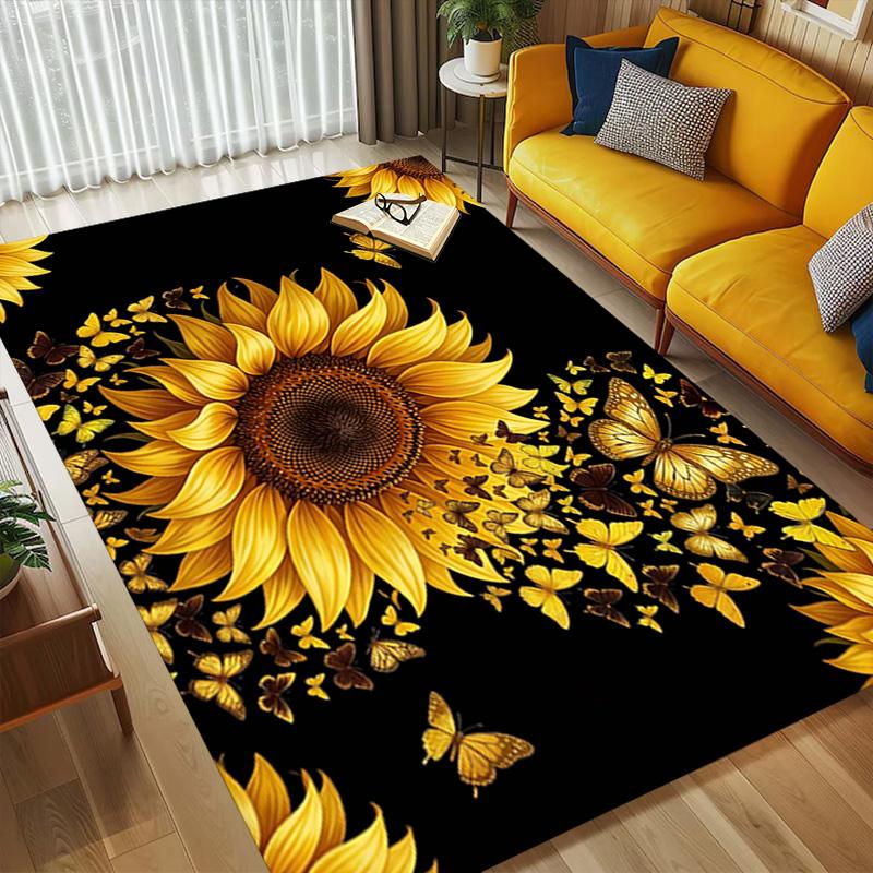 Sunflower Butterflies Living Room Nonslip Area Rug Soft Carpet For Bedroom Game Playroom Sofa Office Home Decor Doormat Christmas Gift C929615