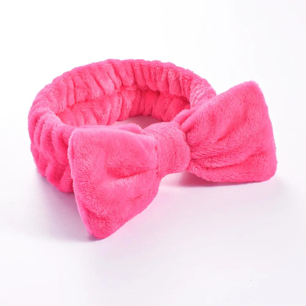 

Женские однотонные повязки на голову с бантом, коралловый флис, макияж, спа-мойка, тюрбан для лица, повязка на голову, аксессуары для полотенец для волос, повязка на голову, повязки для волос