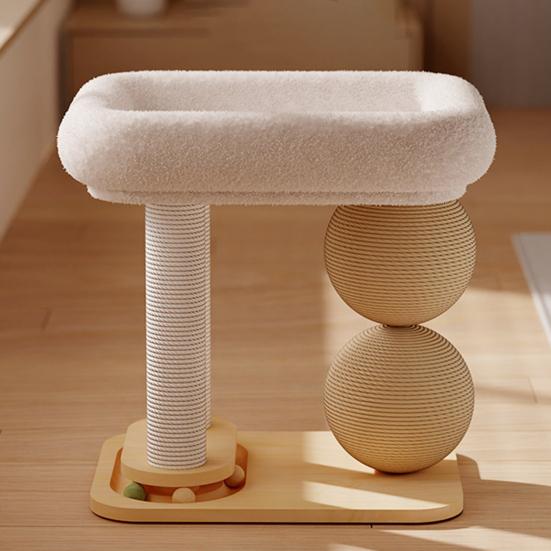 Cat Tree Tower with Plush Cat Bed Sisal Scratching Posts Balls Interactive Ball Track Multi-functional Cat Furniture for Indoor Cats Play And Rest