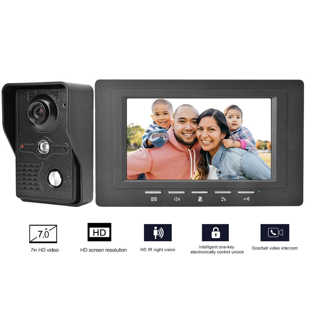 Kit Interphone Vidéo de Porte 7 pouces TFT LCD 700 lignes TV Vision Nocturne