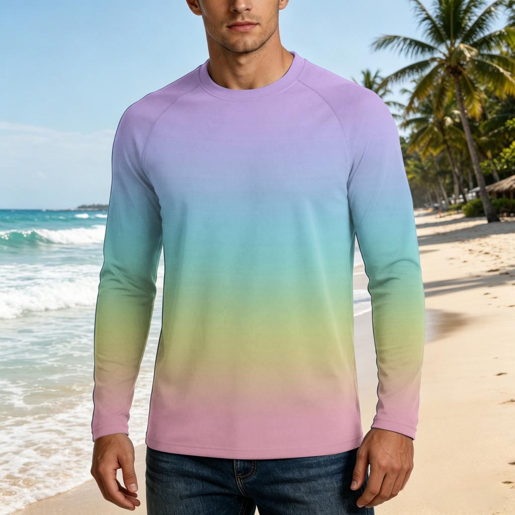 Herren Langarm UPF50+ Sonnenschutzshirt Leicht Atmungsaktiv Schnelltrocknend Outdoor Freizeit Oberteil für Sommeraktivitäten