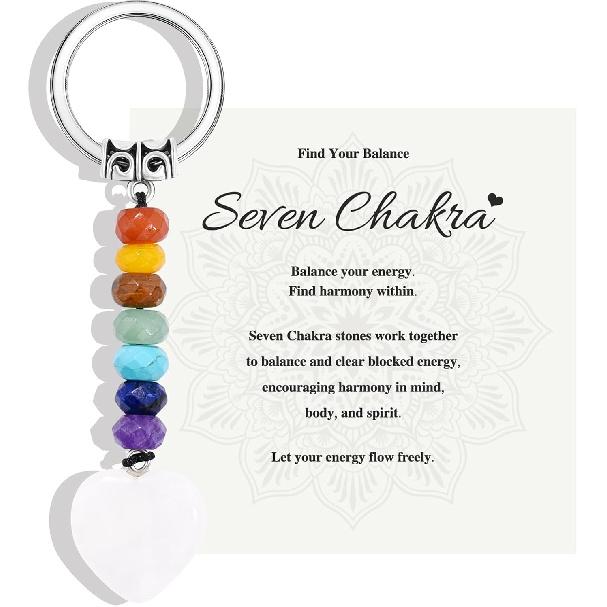 Natural Healing Crystal Heart Keychain Inspirational Gifts for Women Her