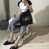 Women's Mesh Hollow Out Sandy Beach Package Large Capacity Shoping Shoulder Bag Canvas Female Tote Bags