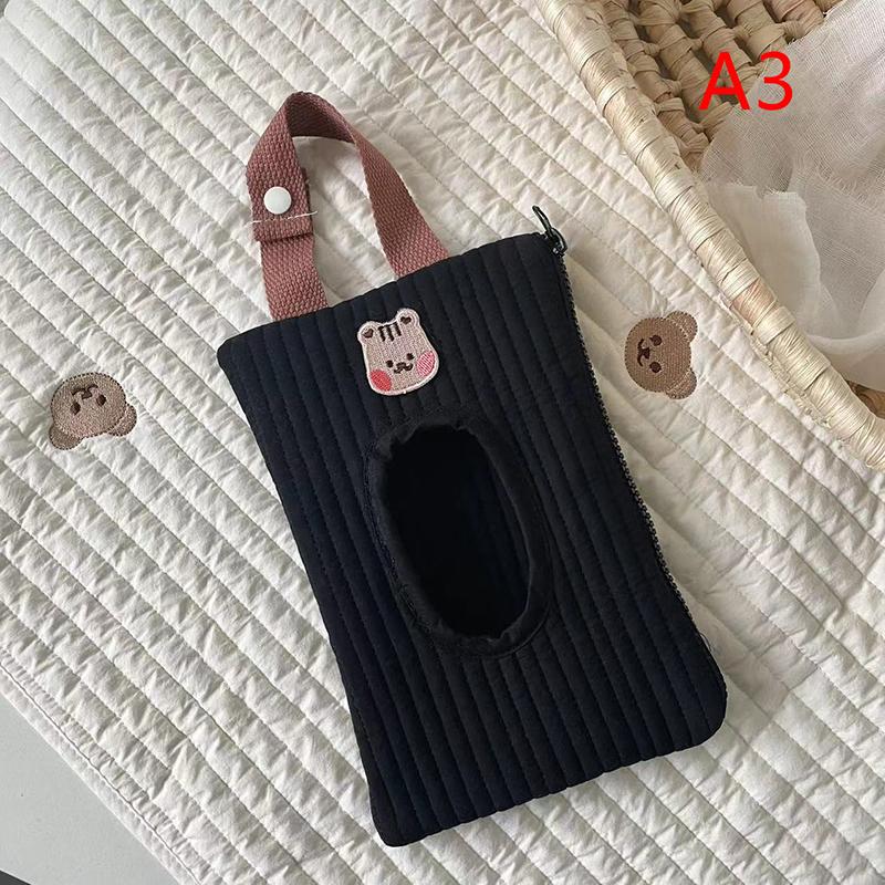 Cartoon Cute Tissue Box Travel Car Portable Handheld Storage Bag Towel Cover Newborn Hanging Bag For Cart Accessories 2024 New