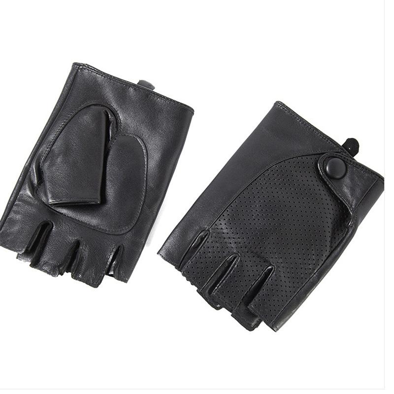 2023 Herren-Halbfinger-Handschuhe aus Schaffell für Fitness, Fahren, echte Lederhandschuhe, fingerlos, braun, für Fahrer, Sportmotorrad