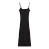 Floral Suspender Dress Female Summer Spice Tight Black Waist Sexy Split Hip Long Dress