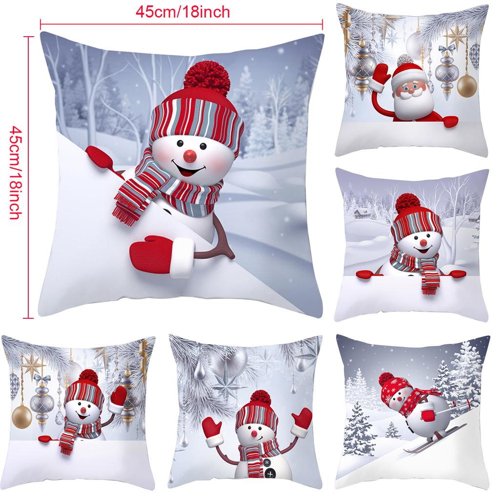 45X45CM Christmas Pillowcase Nordic Home Sofa Cushion Cover Cartoon Anime Printing Office Pillowcase for Home Santa Sofa Ornaments Cushion Cover