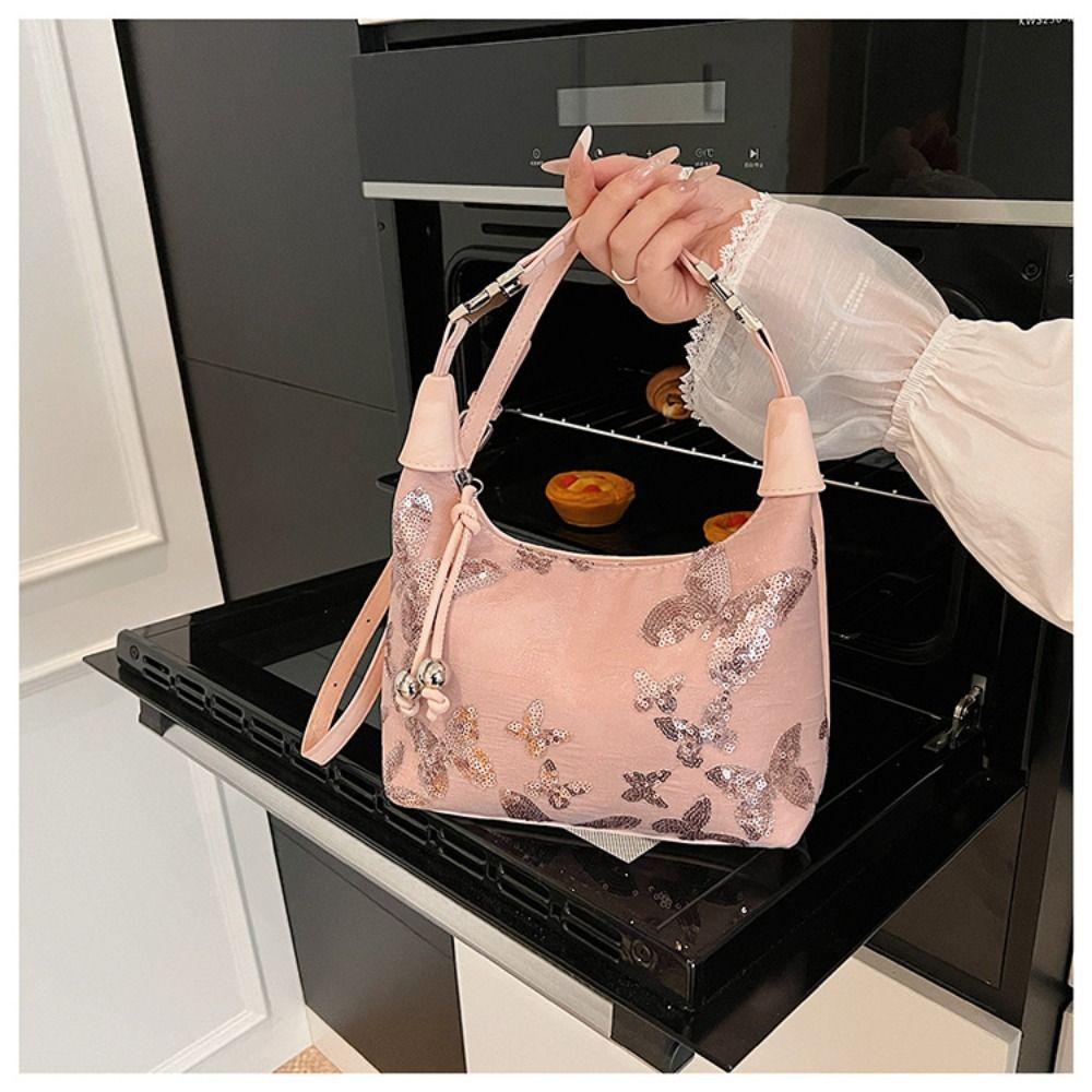 Butterfly Hanfu Embroidery Handbag Sequin Shoulder Bag Portable Cheongsam Bag Women