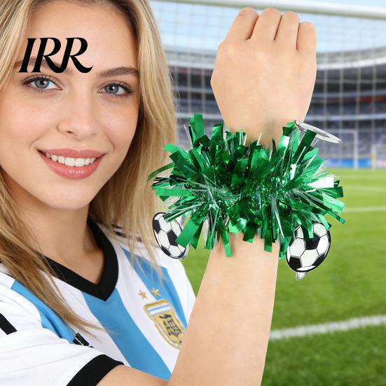 Sports Fan Wrist Accessory Soccer Theme Flower Cheerleader Pom Wristband Game Performance Football Gear Dance Ball for Events Day Party Favors