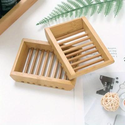 Wooden Soap Box Bamboo Soap Holder Bamboo Bath Wood Soap Dish Oval Bar Soap Holder for Shower Bathroom Kitchen Tools