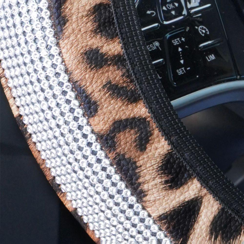 High-End Leopard-Print Leather Car Steering Wheel Cover Interior Car Accessories