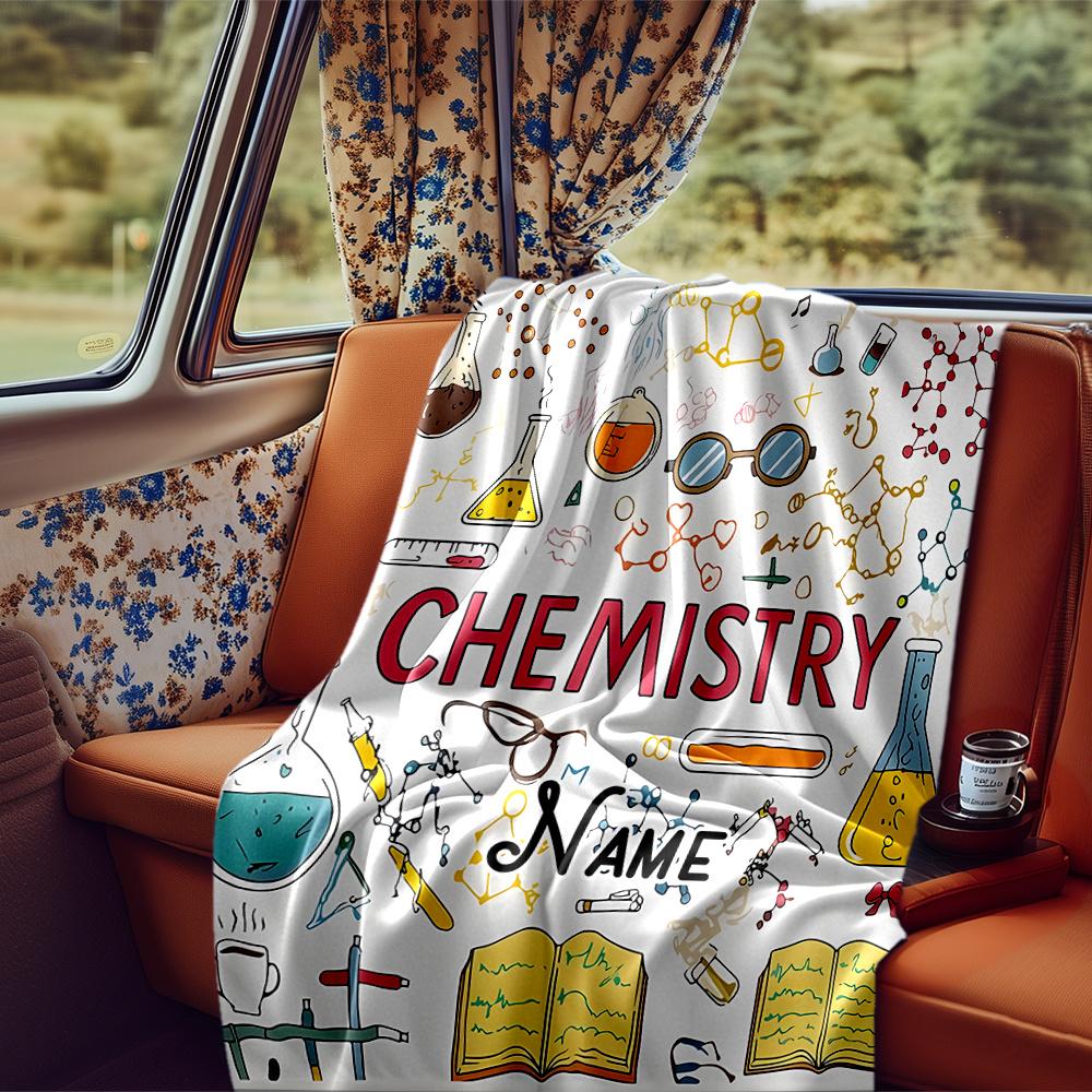 Chemistry Lab Essentials And Molecular Structures Blanketcustomizable With Your Namecomfortable And Stylish Perfect For Travel Beds Chairs Offices