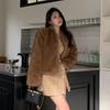 Women's Brown Faux Fox Fur Coat - Winter Chic, Elegant, Thick Mink-Style Top