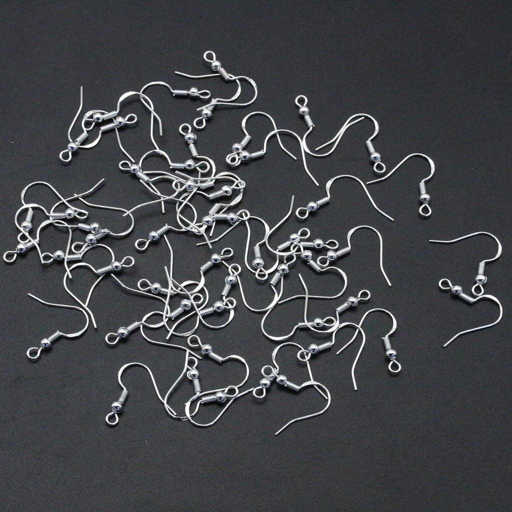 50pcs/ba Silver Color Zinc Alloy Ear Hook Earrings Hooks Jewelry Accessories