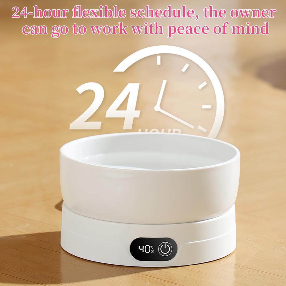 Ceramic Heated Water Bowl For Cat Dogs 4 Temperature Settings Winter Pet Drinking Plate Thermal Dog Water Bowl Dispenser