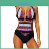 Costume da Bagno Sexy Estivo Scollato Cucito Stampato Fasciatura per Donne di Qualità Premium