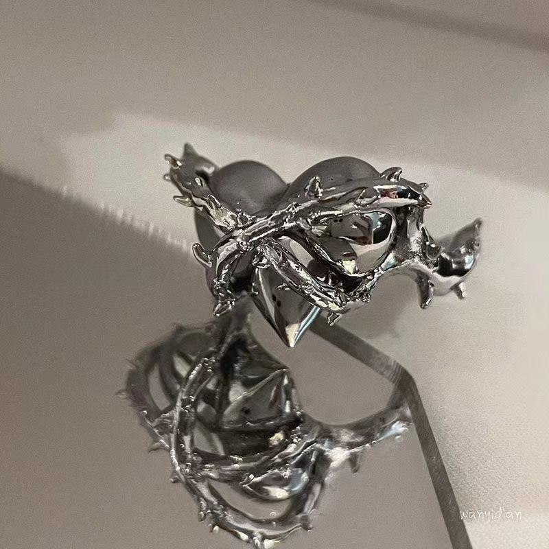 24 Anelli Metallici A Forma Di Cuore, Colore Argento, Con Fibbia A Cuore, Per Artigianato, Gioielli Punk Gotici E Accessori Fai Da Te - 2