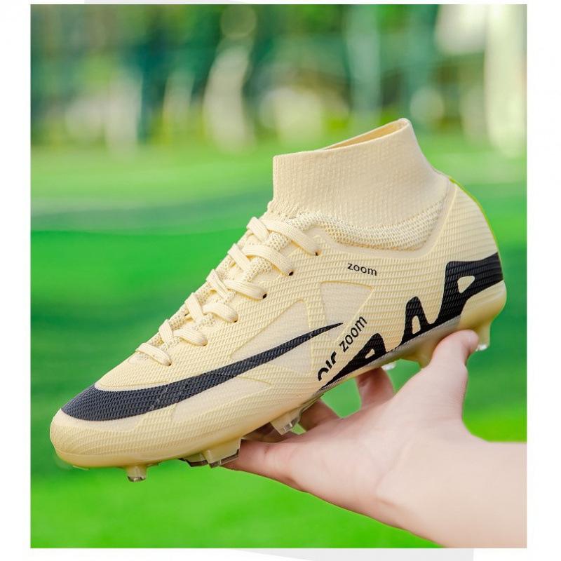 New seamless fly-woven high-top football shoes men's and women's long broken nails competition training shoes outdoor sports shoes