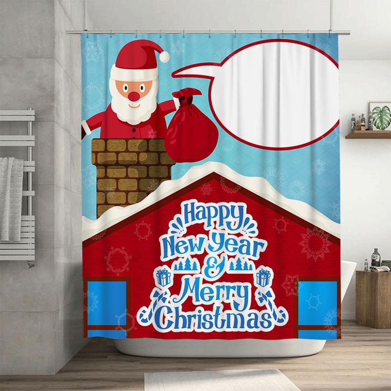 

Tu Christmas Bath Curtain Festive Holiday Shower Curtain Winter Wonderland Xmas Decor Bathroom Set Cozy Home Decor W60H190(CM)-1 Pcs