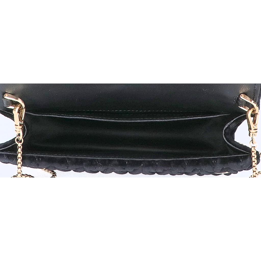 MIUMIU 5BH095 Velour Matelasse Multi-Jeweled Flap 2-Way Clutch Bag Chain Shoulder bag Black/GDHardwareUsed