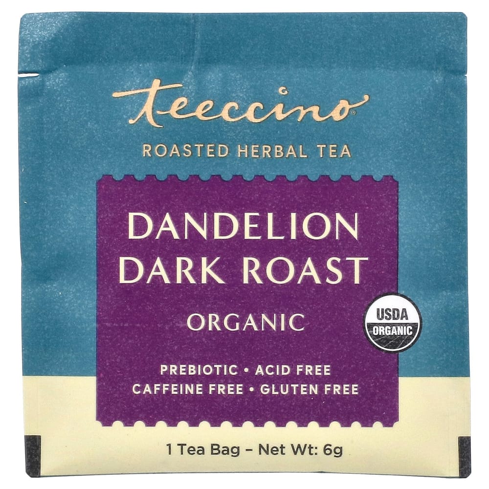Teeccino Roasted Herbal Tea Dandelion Dark Roast Caffeine-Free 10 Tea Bags 60g (2.12 oz)