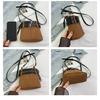 IELGY Hand-Carry Contrast Color Drawstring Bucket Bag Niche Retro Fashion One-Shoulder Messenger
