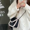New Korean Style Autumn and Winter Fashion Chain Lamb Fur Crossbody Bag for Women Ins One-shoulder Semi-round Saddle Bag