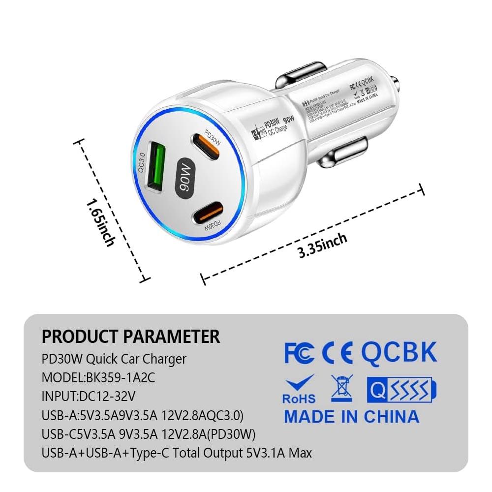 

Автомобильный Bluetooth5.0 FM-передатчик с цветным светом C PD 30 Вт, два USB QC3.0, 18 Вт, быстрая зарядка, автомобильное зарядное устройство, беспроводной адаптер громкой связи