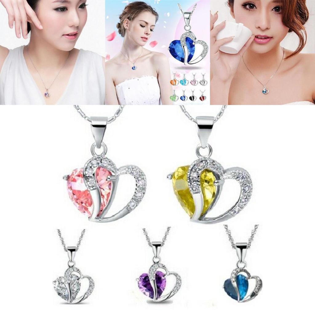 Korean Style Heart-shaped Zircon Crystal Necklace Collarbone Chain For Women Employee Benefits Wedding Travel Souvenir K132